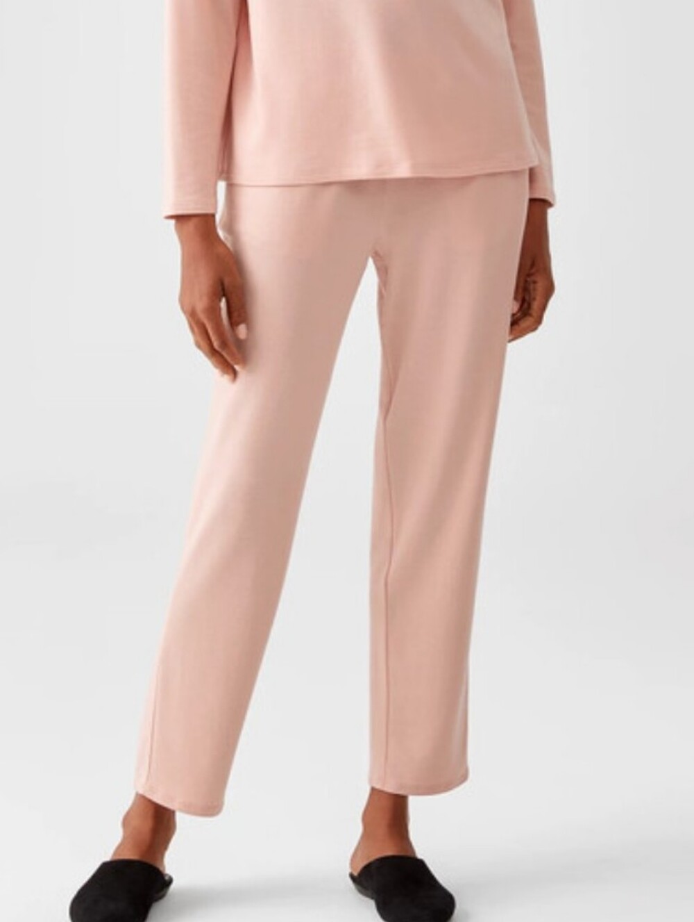 Eileen Fisher Stretch Terry Slouchy Cropped Pant Blush Pink Large